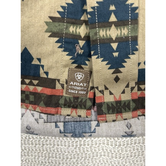 Ariat Mens Aztec Print Western Shirt Long Sleeve Button Front L/G Pearl Snap - Picture 2 of 7